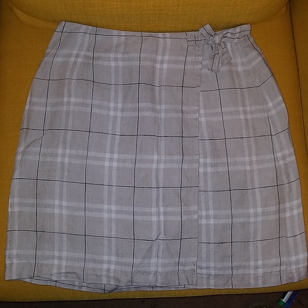 Plaid wrap mini skirt